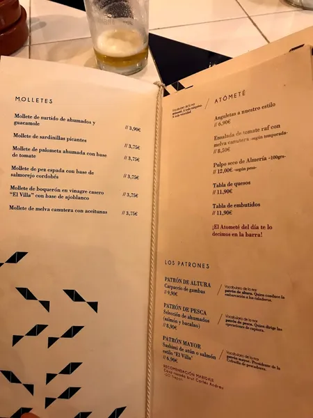 menu 1 of El Villa - Vermuteria del mar