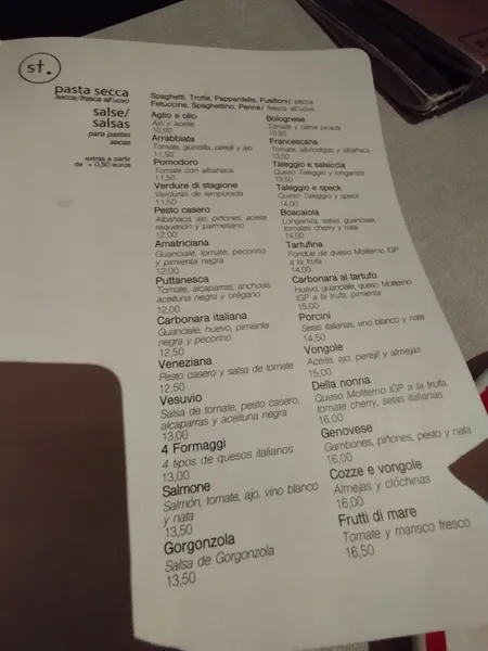 menu 2 of San Tommaso
