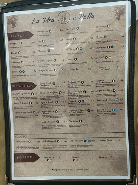 menu 0 of La Vita e Bella