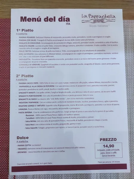 menu 0 of La Pappardella