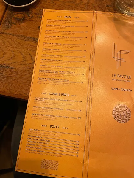 menu 0 of Le Favole