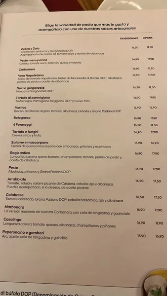 menu 1 of Restaurante La Tagliatella | C/ San Vicente Mártir, Valencia |