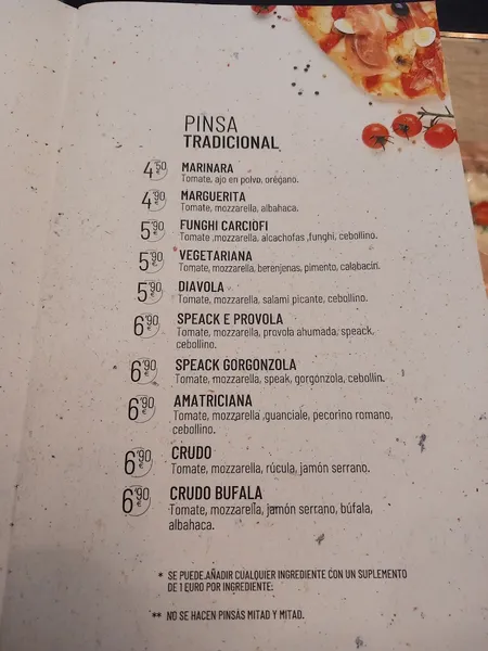 menu 0 of Va Bene