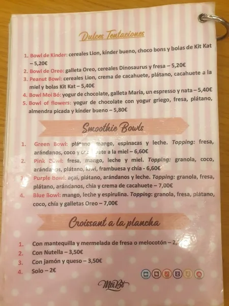 menu 2 of Cafetaría Moi Bo