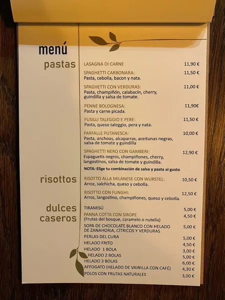 menu 2 of Cafetería El huerto del cura pontevedra