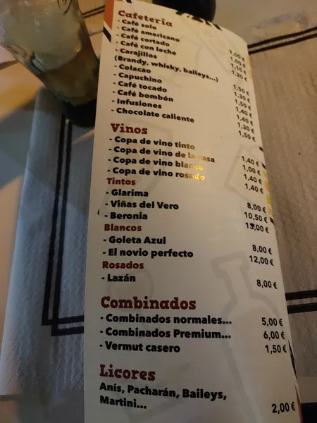 menu 0 of Cafetería El Porche