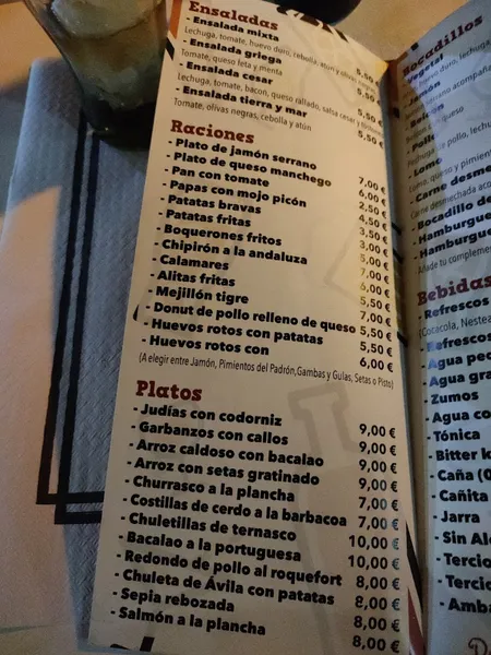 menu 2 of Cafetería El Porche