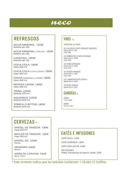 menu 0 of Neco Buffet Mediterráneo