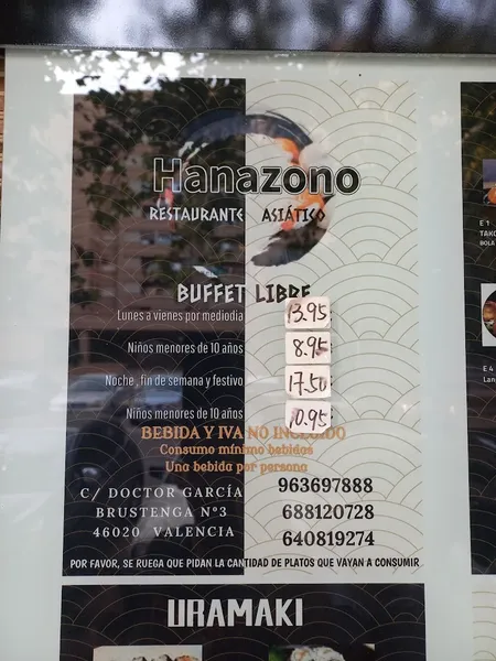 menu 1 of HANAZONO - Benimaclet