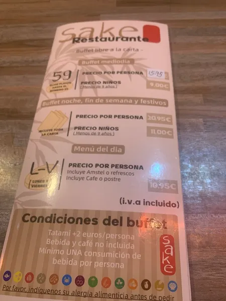 menu 0 of Sake Restaurante