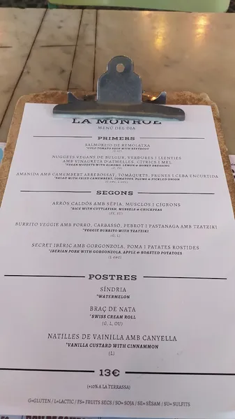 menu 2 of La Monroe