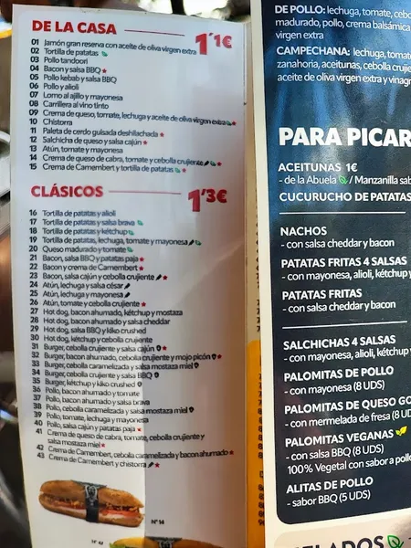 menu 0 of 100 Montaditos Tapas Raval