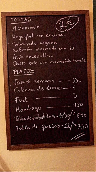 menu 2 of Bar Del Toro