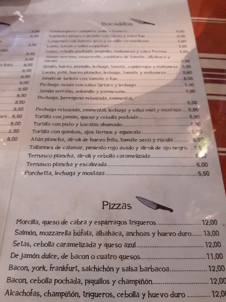 menu 2 of La Birreria