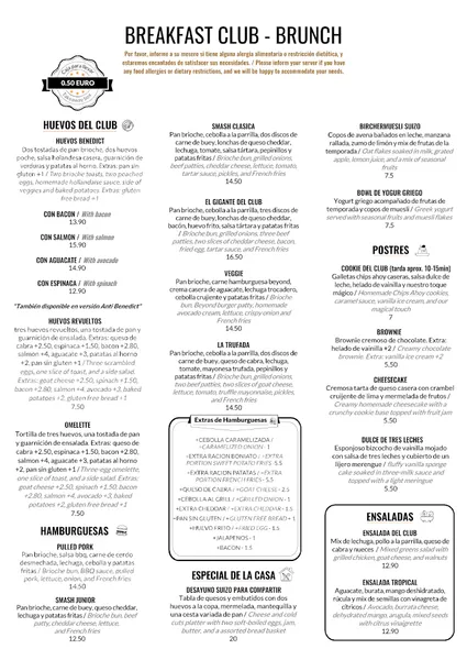 menu 0 of BREAKFAST CLUB BRUNCH & BAR