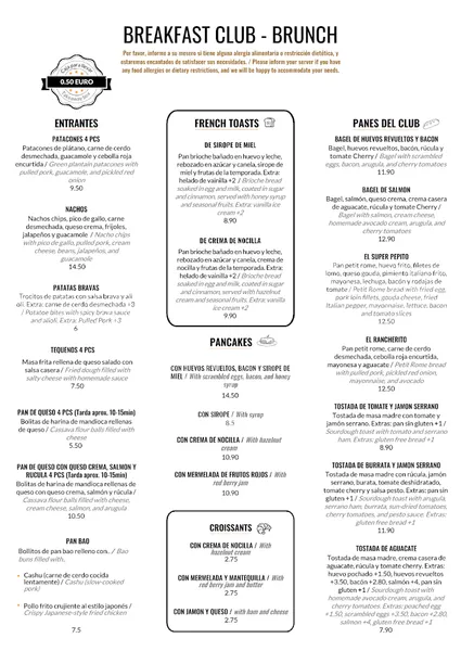 menu 1 of BREAKFAST CLUB BRUNCH & BAR
