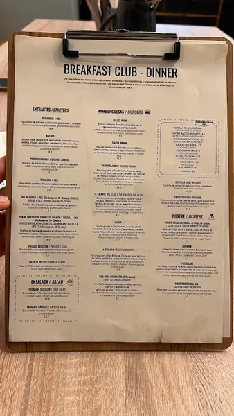 menu 2 of BREAKFAST CLUB BRUNCH & BAR
