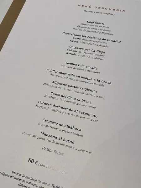 menu 2 of Restaurante Ikaro | Cocina personal | Logroño