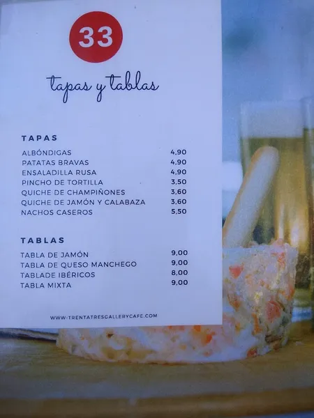 menu 2 of Trentatres Gallery Café