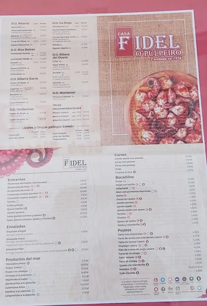 menu 2 of Casa Fidel O'Pulpeiro