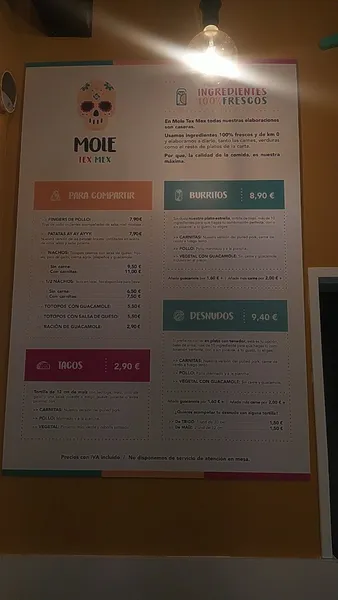 menu 0 of Mole Tex Mex