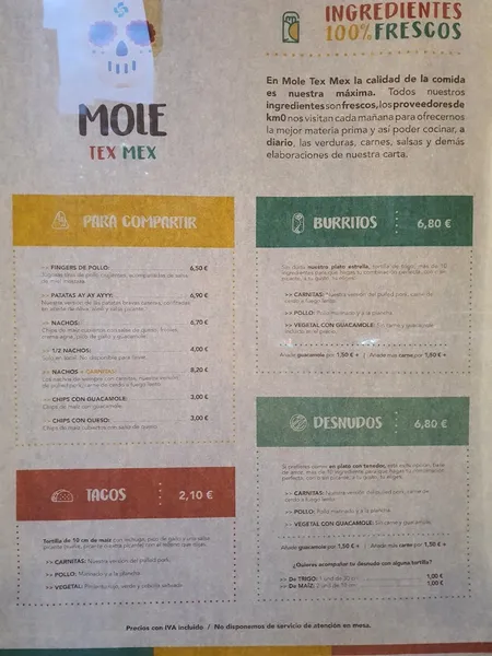 menu 1 of Mole Tex Mex
