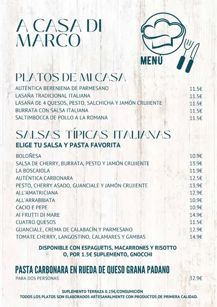 menu 1 of A CASA DI MARCO