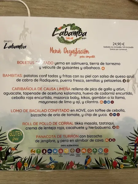 menu 2 of Labamba cook-art