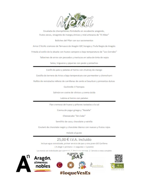 menu 1 of El Rincón de Sas