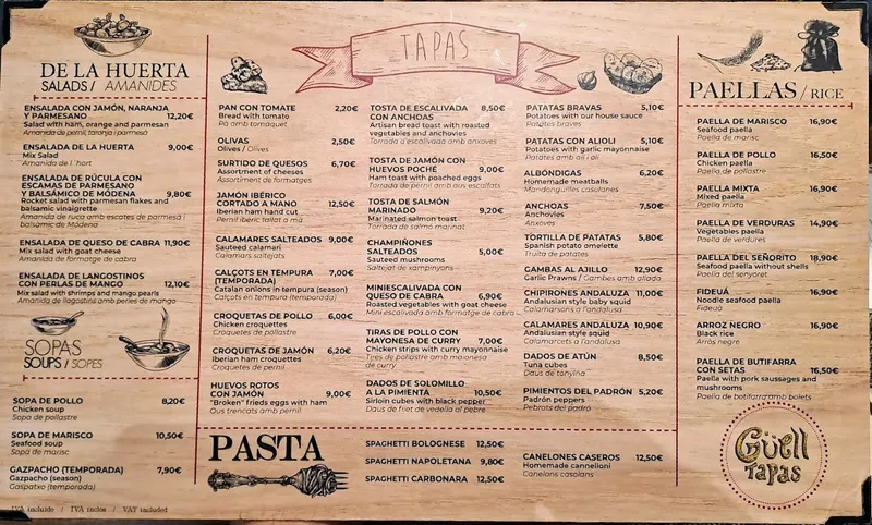 menu 0 of Guell Tapas