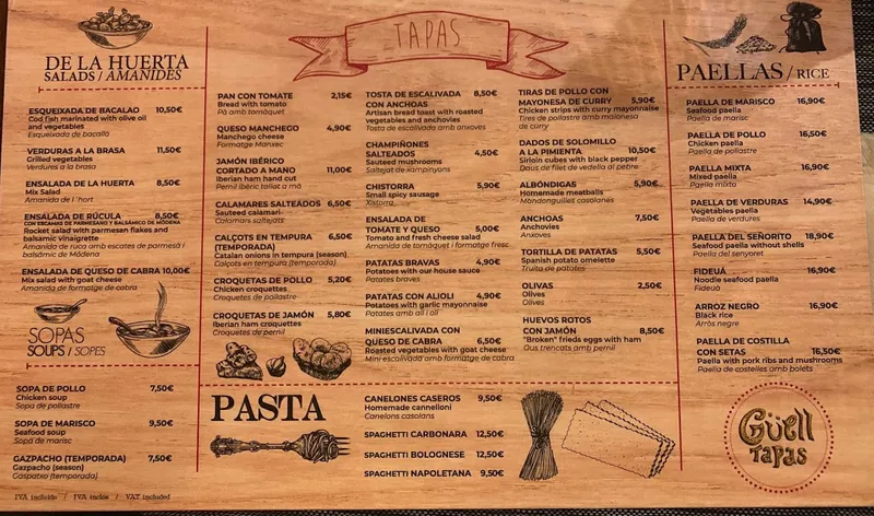 menu 2 of Guell Tapas