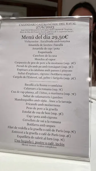 menu 1 of Ca L'Estevet