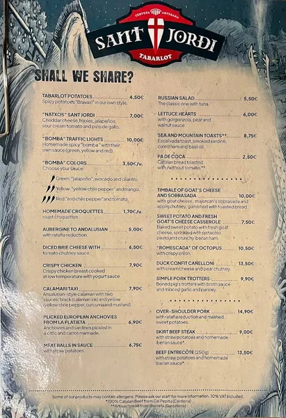 menu 0 of Cerveza Sant Jordi - Tabarlot