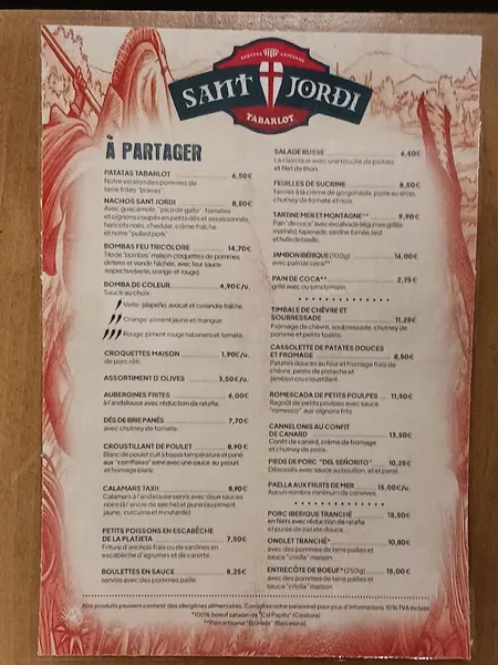 menu 2 of Cerveza Sant Jordi - Tabarlot