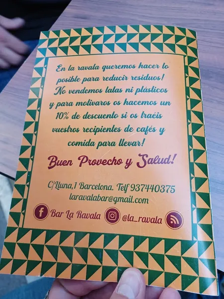 menu 0 of Bar La Ravala