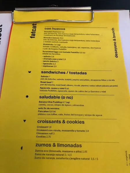 menu 1 of Fat Cat