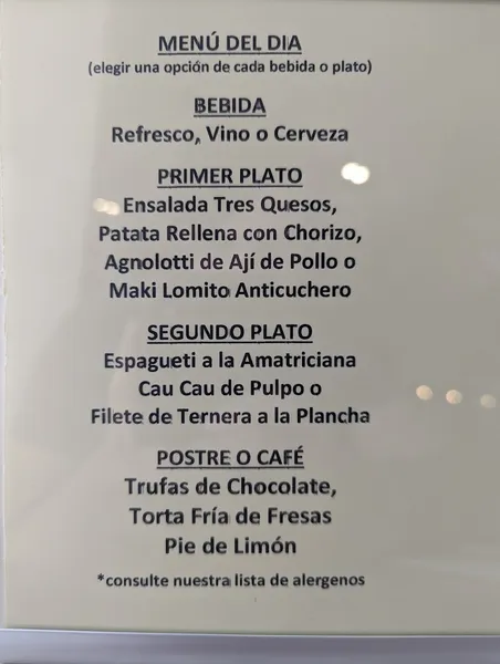 menu 1 of 1407 Madrid Restaurante