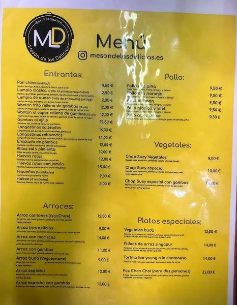 menu 0 of Mesón de las Delicias