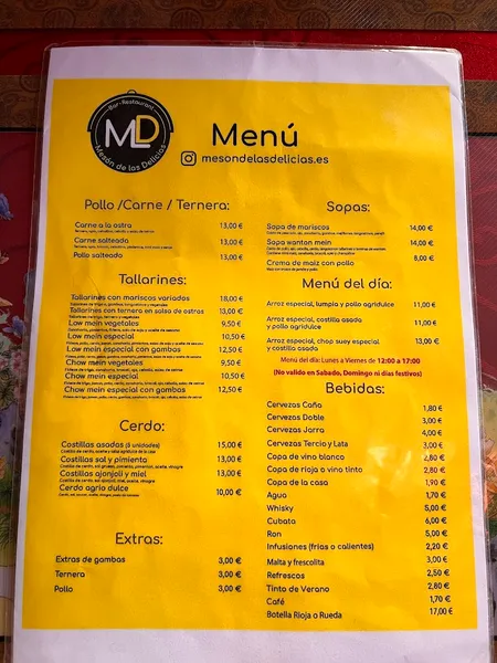 menu 1 of Mesón de las Delicias