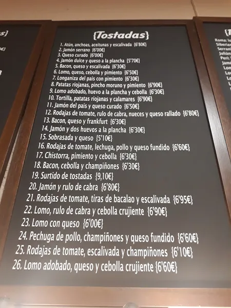 menu 2 of Bar Roma