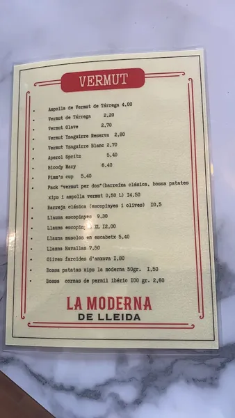 menu 2 of La Moderna de Lleida