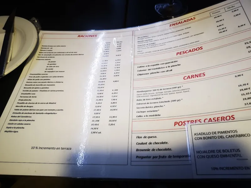 menu 0 of el Mordisco Restaurante