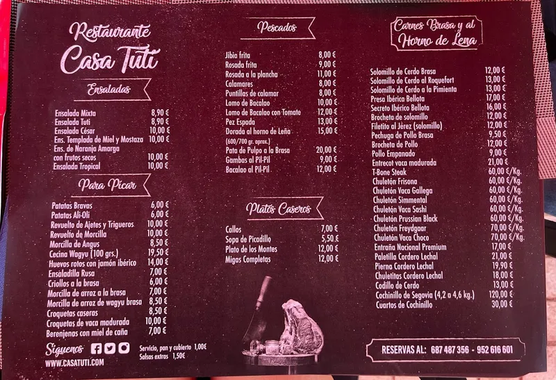 menu 0 of Restaurante Casa Tuti