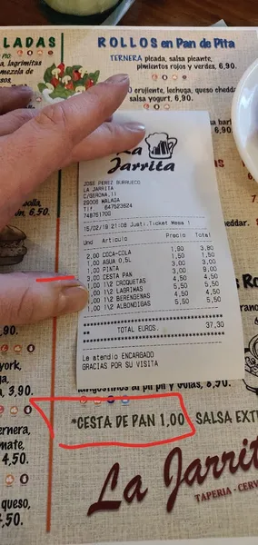 menu 1 of La Jarrita