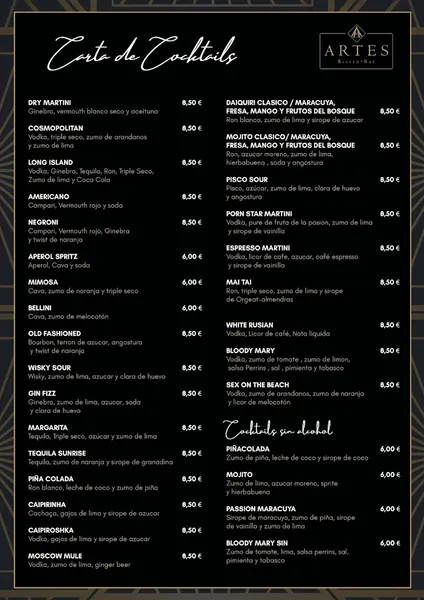 menu 0 of Artes Bistró Bar