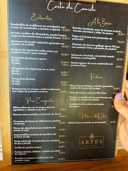 menu 1 of Artes Bistró Bar