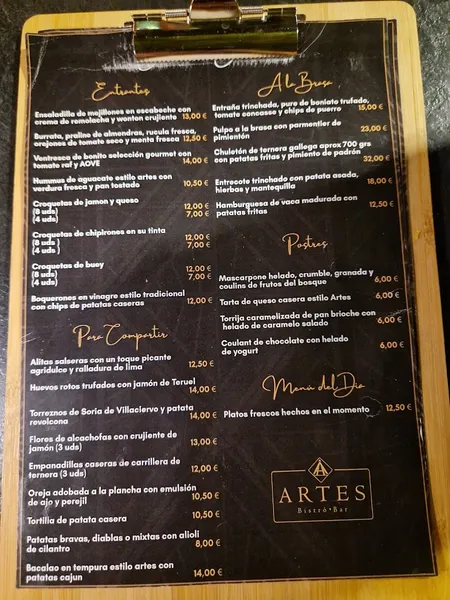 menu 2 of Artes Bistró Bar