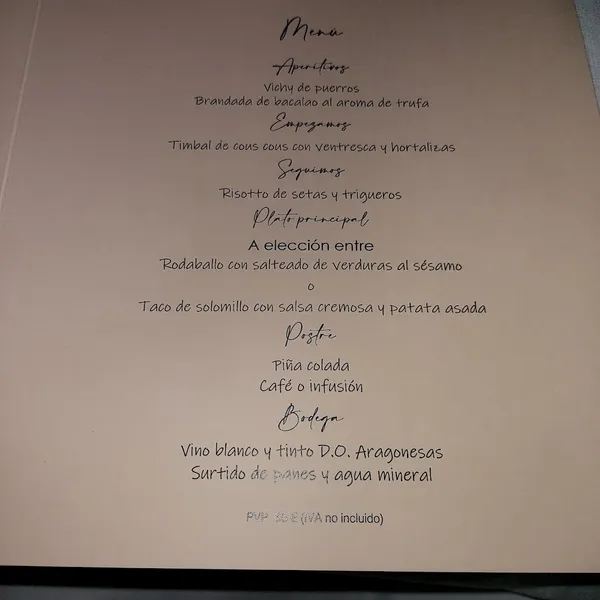 menu 1 of Aura Restaurante