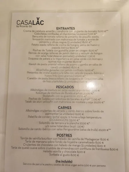menu 2 of Restaurante Casa Lac