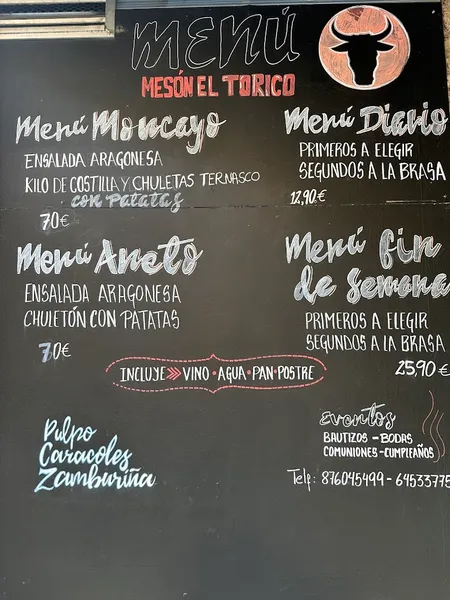 menu 0 of Restaurante a la Brasa | Mesón El Torico